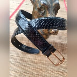 Genuine Snakeskin Elegant Black Leather Belt